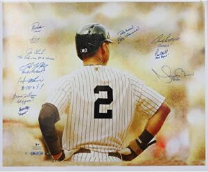 new york yankees multi-signed 30" x 38" derek jeter tribute canvas with multiple inscriptions - autographed mlb art