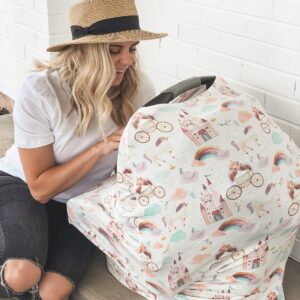 Baby Car Seat Cover Canopy and Nursing Cover Multi-Use Stretchy 5 in 1 Gift "Aussie" by Copper Pearl