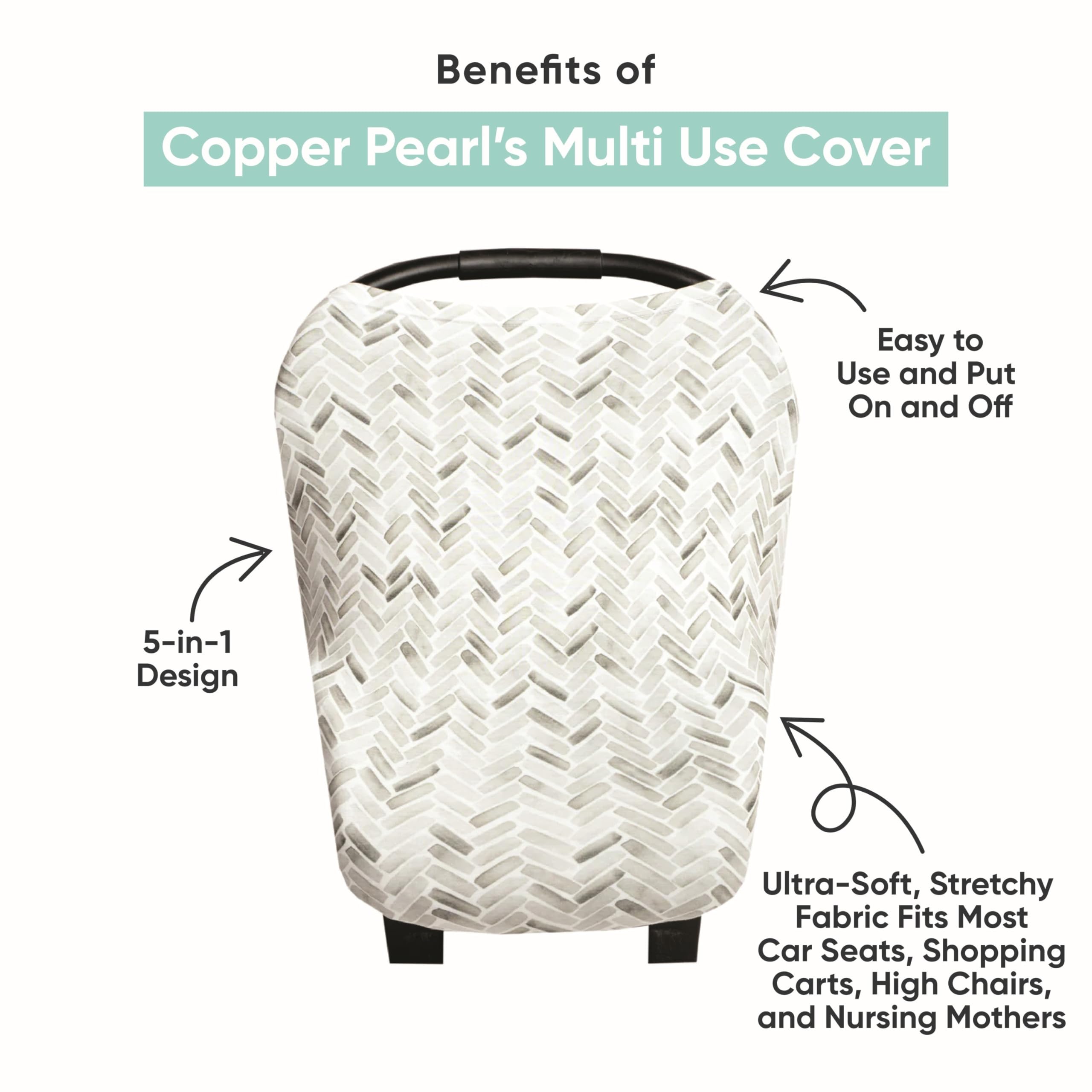 Baby Car Seat Cover Canopy and Nursing Cover Multi-Use Stretchy 5 in 1 Gift "Aussie" by Copper Pearl