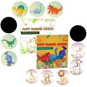 potty training seat magic sticker | potty training toilet color changing sticker | 10 pack magical stickers | use with or without potty training charts i jungle animal and dinosaur stickers