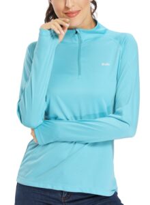 willit women's upf 50+ sun protection shirt spf long sleeve lightweight half-zip golf outdoor shirt quick dry rash guard blue m