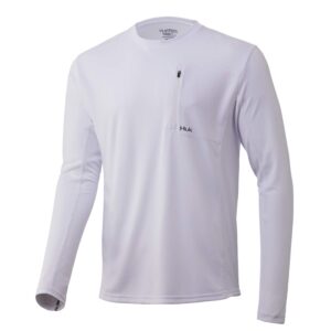 huk men's icon x pocket long-sleeve performance shirt, white, x-large