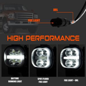 LED Fog Light with Daytime Running Lights - Fog Light Assembly for Ford F250 F350 F450 F550 Super Duty 2005 2006 2007 Driving Fog Lamps Plug & Play 2pcs