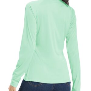 Willit Women's UPF 50+ Sun Protection Shirt SPF Long Sleeve Lightweight Half-Zip Golf Outdoor Shirt Quick Dry Rash Guard Light Green L