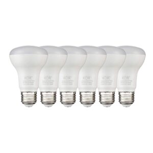 kor (6 pack) 7w led r20 reflector 5000k bright white light bulb (50w equivalent), dimmable, 525 lumens, standard e26 base, br20 led flood light bulbs.