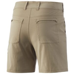 HUK Men's Standard Next Level Quick-Drying Performance Fishing Shorts, Beige, Large