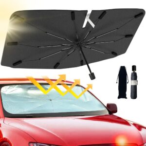 car windshield sun shade umbrella - foldable car umbrella sunshade cover uv block car front window (heat insulation protection) for auto windshield covers trucks cars (large)