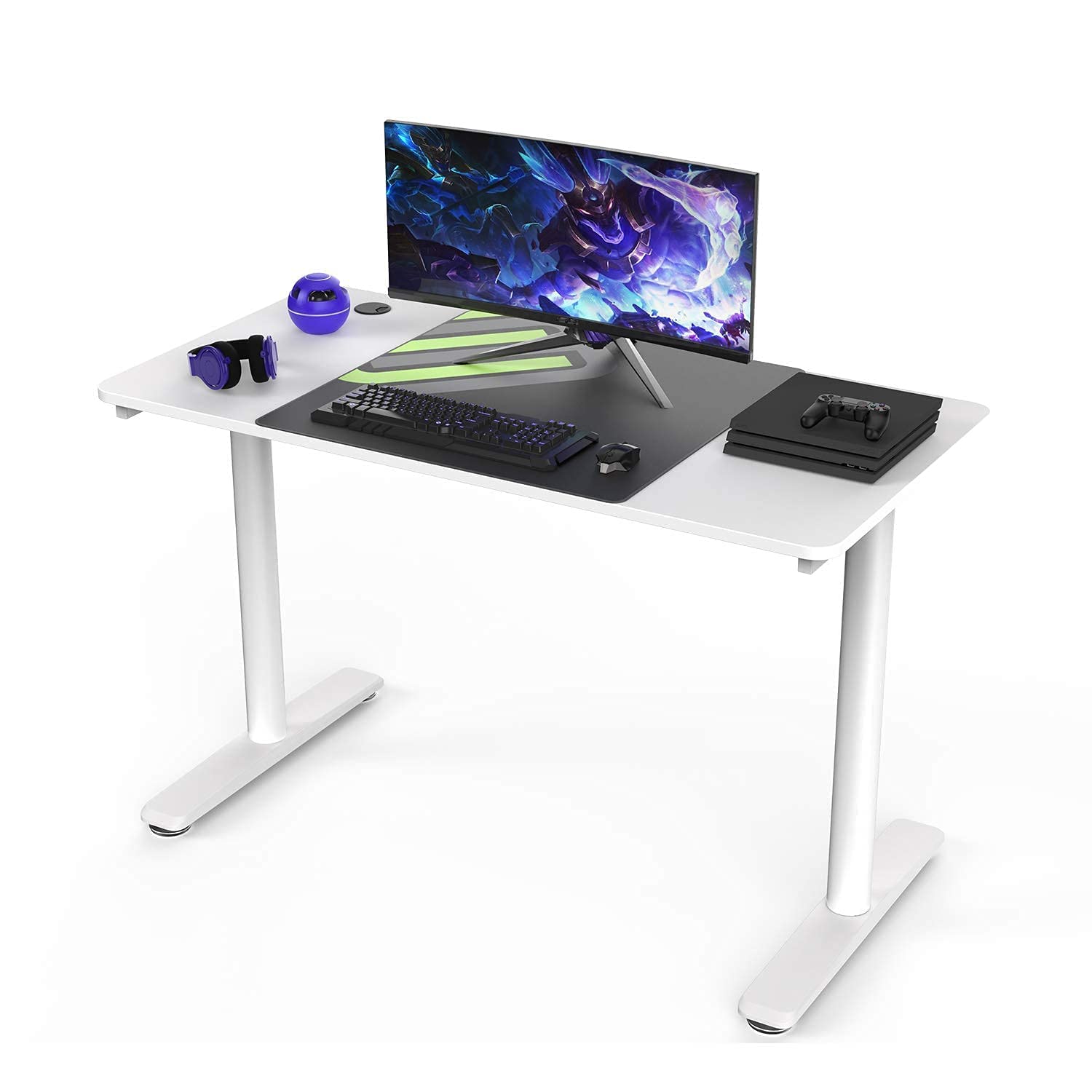 It's_Organized White Computer Desk,47 inch PC Laptop Computer Table Workstation with Mouse Pad,Modern Study Writing Desk for Home Office Gaming/Working