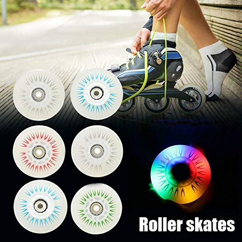 Meshin 4PCS Flash Inline Skate Wheels 90A LED Lighting Skating Wheels Outdoor Flash Flashing Roller 80MM/76MM/72MM/68MM Roller Skates Light-up Wheels