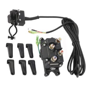 novelbee 12v winch solenoid relay contactor with winch rocker thumb switch combo with mounting brackets for atv utv