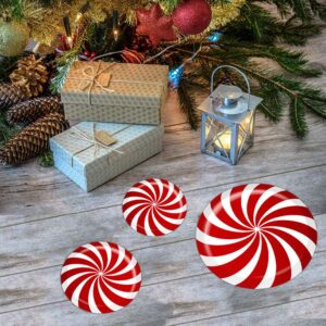 yosoo 12pcs floor wall candy stickers, round red peppermint floor wall christmas stickers, self-adhesive removable candy decals for festival christmas valentine's day party decoration supplies