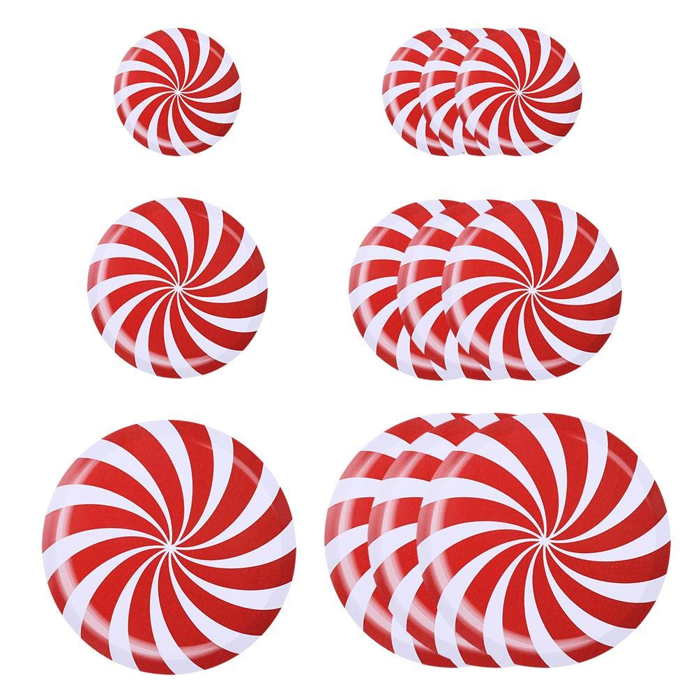 Yosoo 12Pcs Floor Wall Candy Stickers, Round Red Peppermint Floor Wall Christmas Stickers, Self-Adhesive Removable Candy Decals for Festival Christmas Valentine's Day Party Decoration Supplies