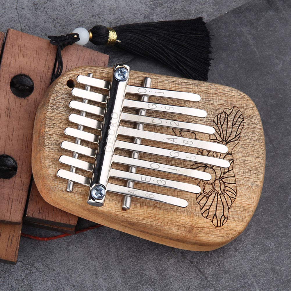 DishyKooker Mini Kalimba 8 Keys Finger Thumb Piano with Decorative Tassel Gifts for Kids Adult Beginners Portable 8 Keys Thumb Piano Gift Finger Piano Gifts Toon Wood [K-8CA]