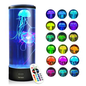 brewish giftable jellyfish lamp, nightly lifelike desk jellyfish aquarium, electric jellyfish led light with 18 color changing remote control for home decor & men women and kids