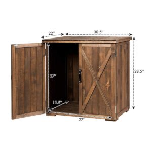 Goplus Compact Wooden Storage Shed, 2.5 X 2 Ft Fir Wood Cabinet for Garden Yard Patio