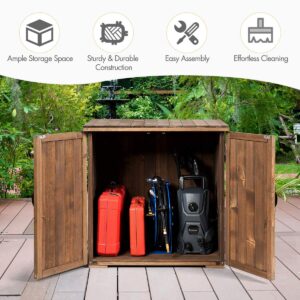 Goplus Compact Wooden Storage Shed, 2.5 X 2 Ft Fir Wood Cabinet for Garden Yard Patio