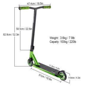 Albott Pro Scooters Trick Scooter - Freestyle 110mm Aluminium Core Wheels & ABEC-9 Stunt Scooters for Kids 8 Years and Up Entry Level Scooter for Beginner Boys Girls Teens Adults (Green)