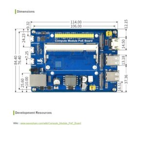 Compute Module IO Board with PoE Feature Development Board Composite Breakout Board for Developing with Raspberry Pi CM3 / CM3L / CM3+ / CM3+L,Onboard 10/100M Ethernet Port,USB Ports