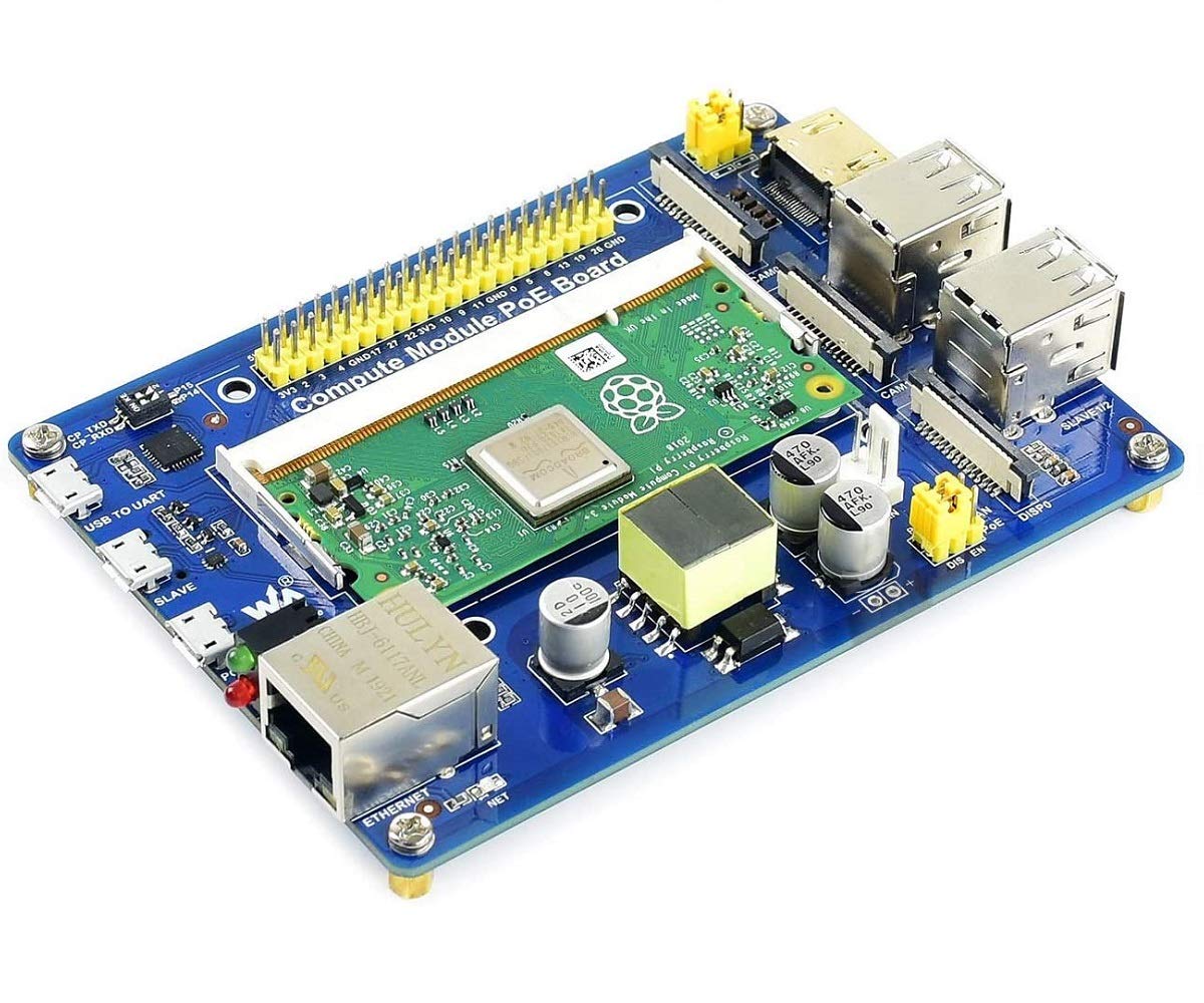 Compute Module IO Board with PoE Feature Development Board Composite Breakout Board for Developing with Raspberry Pi CM3 / CM3L / CM3+ / CM3+L,Onboard 10/100M Ethernet Port,USB Ports