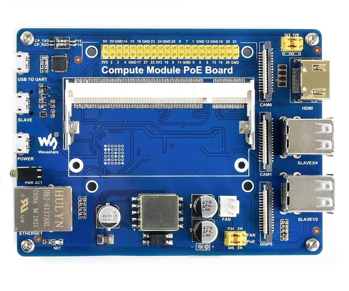 Compute Module IO Board with PoE Feature Development Board Composite Breakout Board for Developing with Raspberry Pi CM3 / CM3L / CM3+ / CM3+L,Onboard 10/100M Ethernet Port,USB Ports