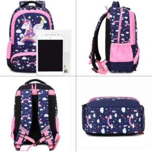 Meisohua Girls Unicorn Backpack Set - 3 IN 1 Waterproof School bag with Lunch Bag and Pencil Case for Preschool Elementary Kids