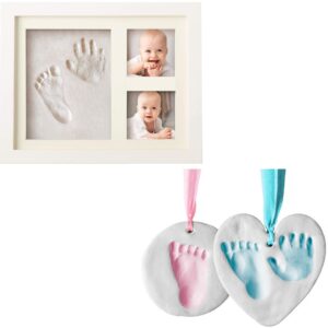 bubzi co baby footprint & handprint frame & ornament set baby girl gifts & baby boy gifts, unique baby shower gifts, personalized baby gifts for baby registry, keepsake box for room wall nursery decor