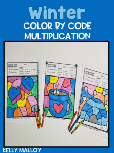 winter multiplication color by number