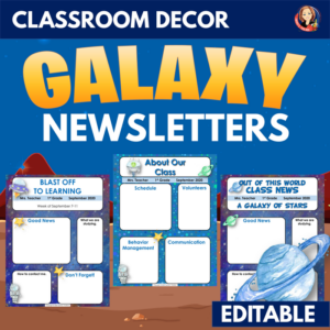 classroom newsletter templates in galaxy outer space theme