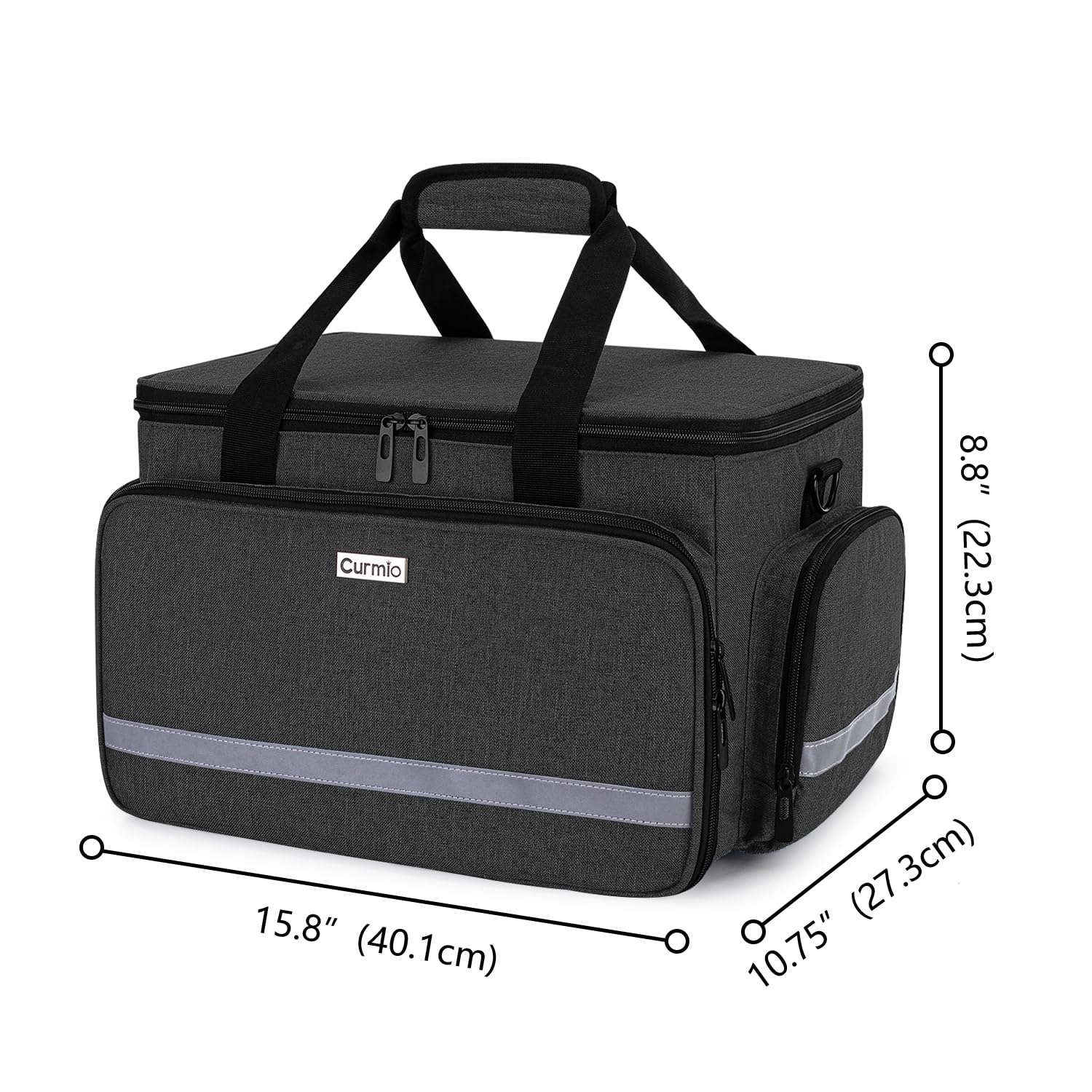 CURMIO Nurse Bag, Medical Bag Clinical Bag with Inner Dividers and No-Slip Bottom for Home Visits, Health Care, Hospice, Gift for Nursing Students, Physical Therapists, Doctors,Black (Patent Pending)