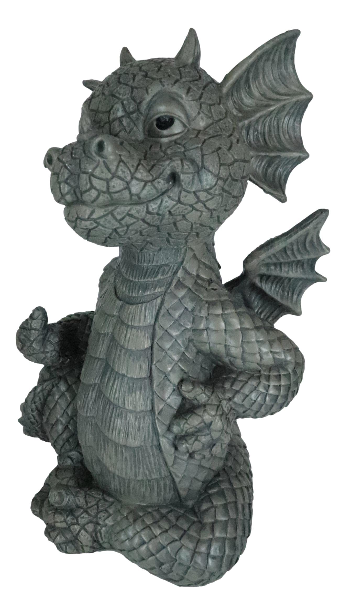 Ebros Keep Off Flip The Bird Rude Baby Dragon Sitting Statue 10" H Fairy Garden Faux Stone Resin Finish Guest Greeter Figurine