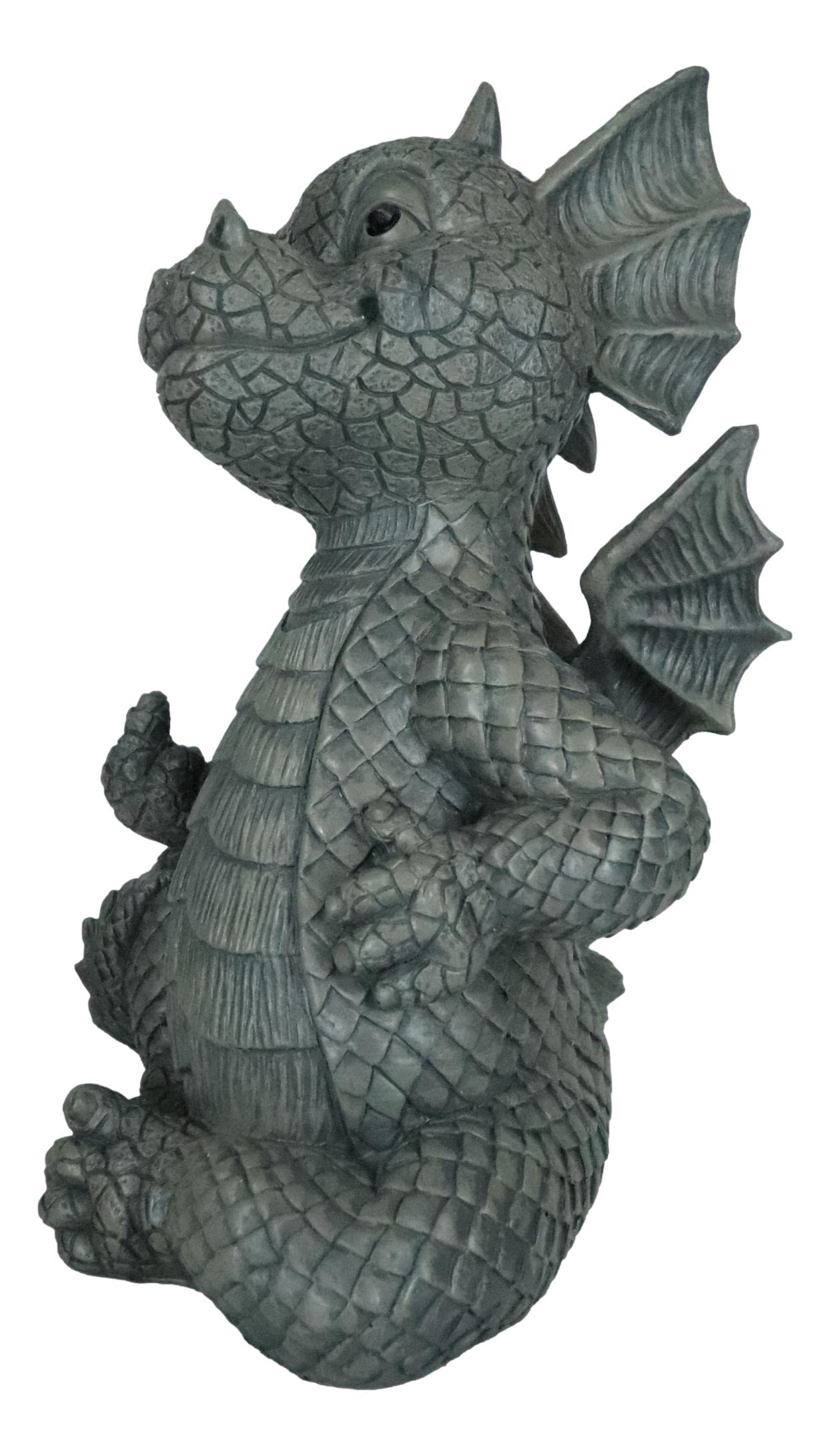 Ebros Keep Off Flip The Bird Rude Baby Dragon Sitting Statue 10" H Fairy Garden Faux Stone Resin Finish Guest Greeter Figurine