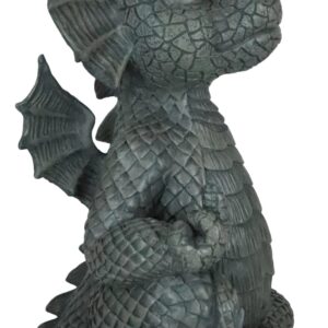 Ebros Keep Off Flip The Bird Rude Baby Dragon Sitting Statue 10" H Fairy Garden Faux Stone Resin Finish Guest Greeter Figurine