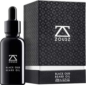 zousz black oud beard oil for men, beard moisturizer & conditioner, non-greasy men's beard care essential, growth enhancer natural beard oil, 1 fl oz dropper bottle