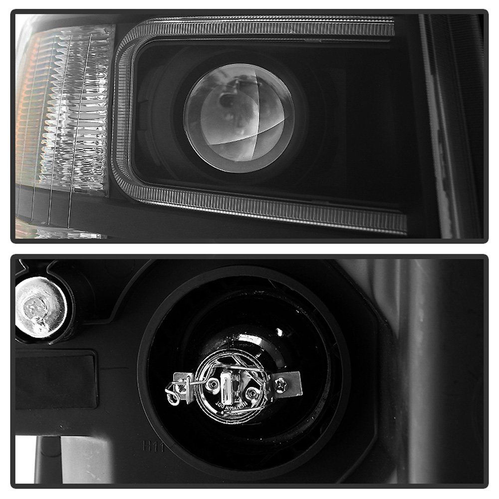 ACANII - For 2007-2013 Chevy Silverado 1500 2500 3500 Black Housing LED Tube Projector Headlights Headlamps Left+Right