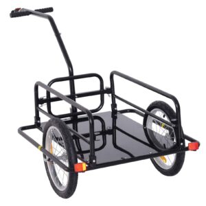 Black Folding Cargo Trailer with Seat Post Hitch for Quick Easy Attachment to Bicycle Can Fit Most Bicycles Quick Release Wheel Storage Cart for Transportation of Luggage Tools Groceries Space Saving