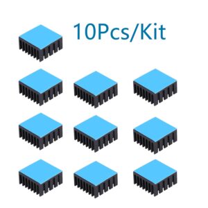 Awxlumv 10PCS 20mm Heatsink Kit 20x20x10mm/ 0.79x0.79x0.39inch with Thermal Conductive Adhesive Tape, Cooler Heat Sink for Cooling GPU IC Chips VRAM VGA RAM (20mmx20mmx10mm)