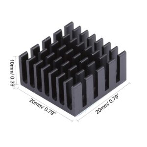 Awxlumv 10PCS 20mm Heatsink Kit 20x20x10mm/ 0.79x0.79x0.39inch with Thermal Conductive Adhesive Tape, Cooler Heat Sink for Cooling GPU IC Chips VRAM VGA RAM (20mmx20mmx10mm)