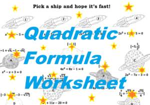 algebra 2 worksheet: the quadratic formula - quadratic planets