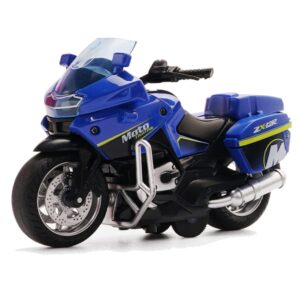 gilumza pull back motorcycle toys, tiny gift with music lighting, police motorcycles toy for boys kids age 3 4 5 6 7 8 year old (blue)
