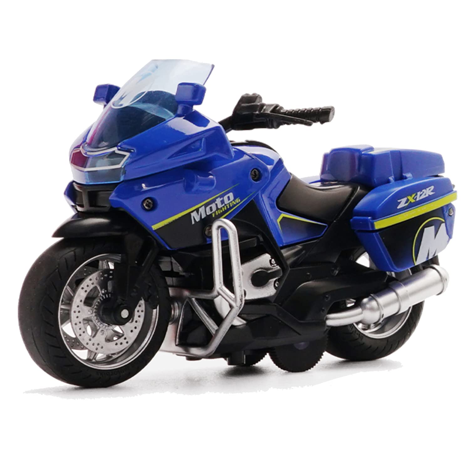 Gilumza Pull Back Motorcycle Toys, Tiny Gift with Music Lighting, Police Motorcycles Toy for Boys Kids Age 3 4 5 6 7 8 Year Old (Blue)