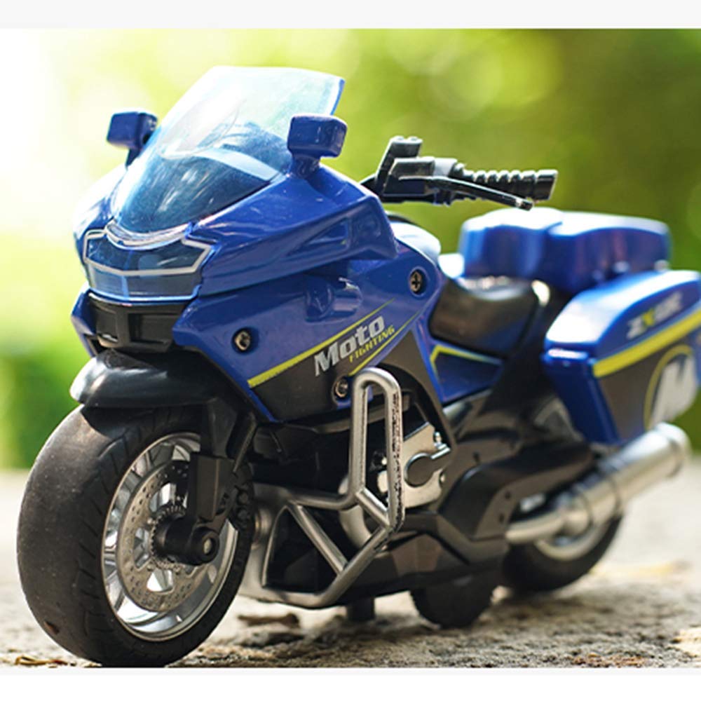 Gilumza Pull Back Motorcycle Toys, Tiny Gift with Music Lighting, Police Motorcycles Toy for Boys Kids Age 3 4 5 6 7 8 Year Old (Blue)