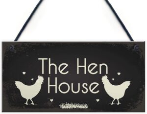 powermaz rustic the hen house wood plaque signs chicken cock coop egg garden gift 12x6(bw1984)