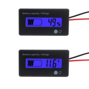 qjfcare flash alarm blue lcd waterproof battery capacity monitor gauge meter,12v/24v/36v/48v lead acid battery status indicator,lithium battery capacity tester voltage meter monitor