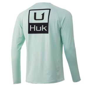 HUK Men's Pursuit Long Sleeve Sun Protecting Fishing Shirt, Huk'd Up-Seafoam, Medium