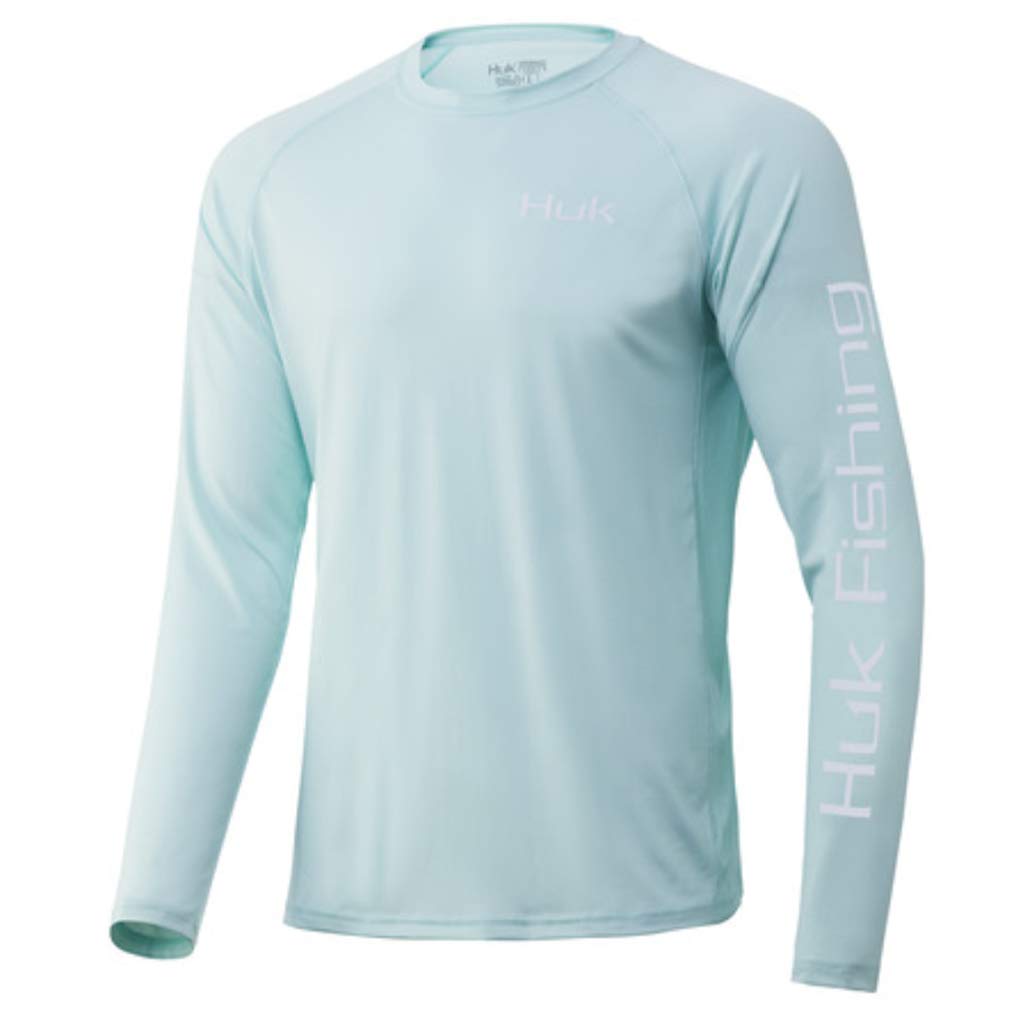 HUK Men's Pursuit Long Sleeve Sun Protecting Fishing Shirt, Marlin-Seafoam, Large