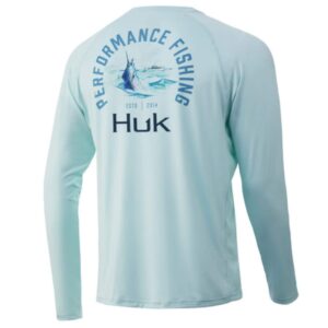 HUK Men's Pursuit Long Sleeve Sun Protecting Fishing Shirt, Marlin-Seafoam, Large