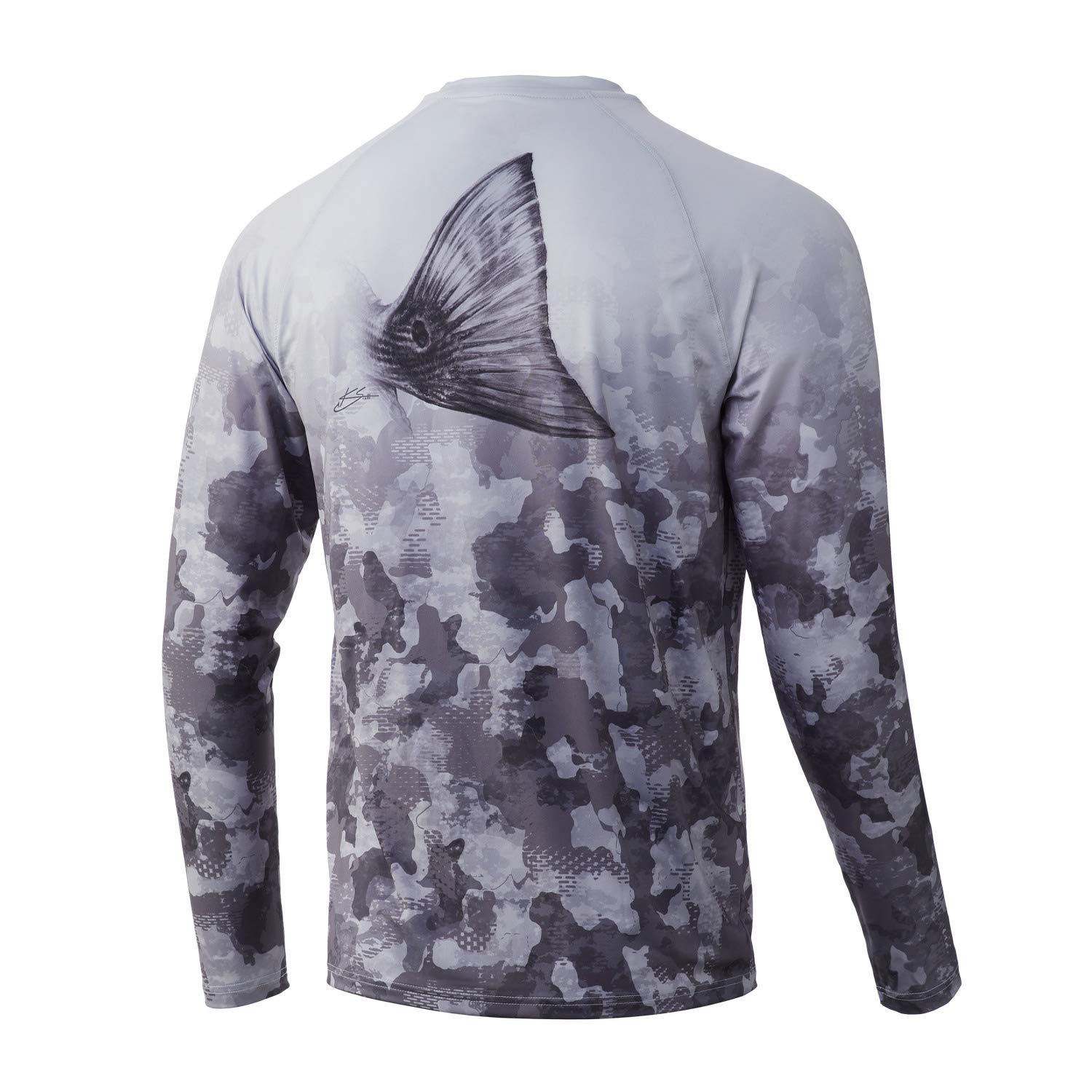 HUK Men's Pattern Pursuit Long Sleeve Performance Shirt, Refraction Fish Fade-Storm, X-Large