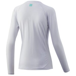 HUK Women's Pursuit Long Sleeve Performance Shirt + Sun Protection, Fishing-White, Small