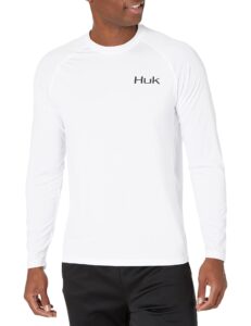 huk men's pursuit long sleeve sun protecting fishing shirt, shield-white, 3x-large