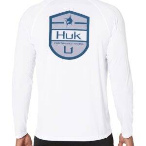 HUK Men's Pursuit Long Sleeve Sun Protecting Fishing Shirt, Shield-White, 3X-Large